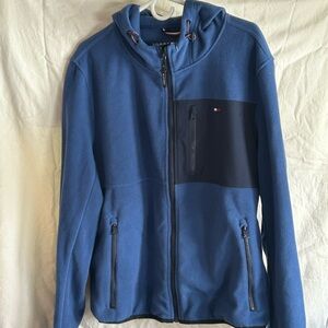 Tommy Hilfiger Blue Lightweight Fleece Jacket with Navy Chest Panel